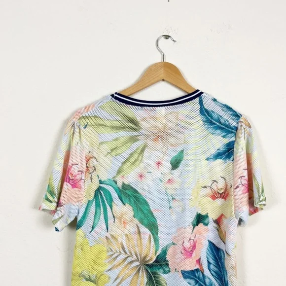 Farm Rio Floral Mesh Shirt Size P - Picture 6 of 7